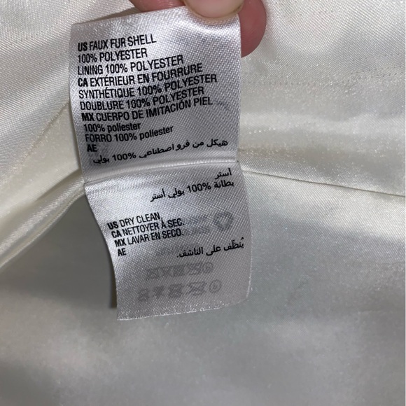 White Faux Fur Coat Jacket Coat Pocket Large 12 14 INC International Concepts - Picture 11 of 12